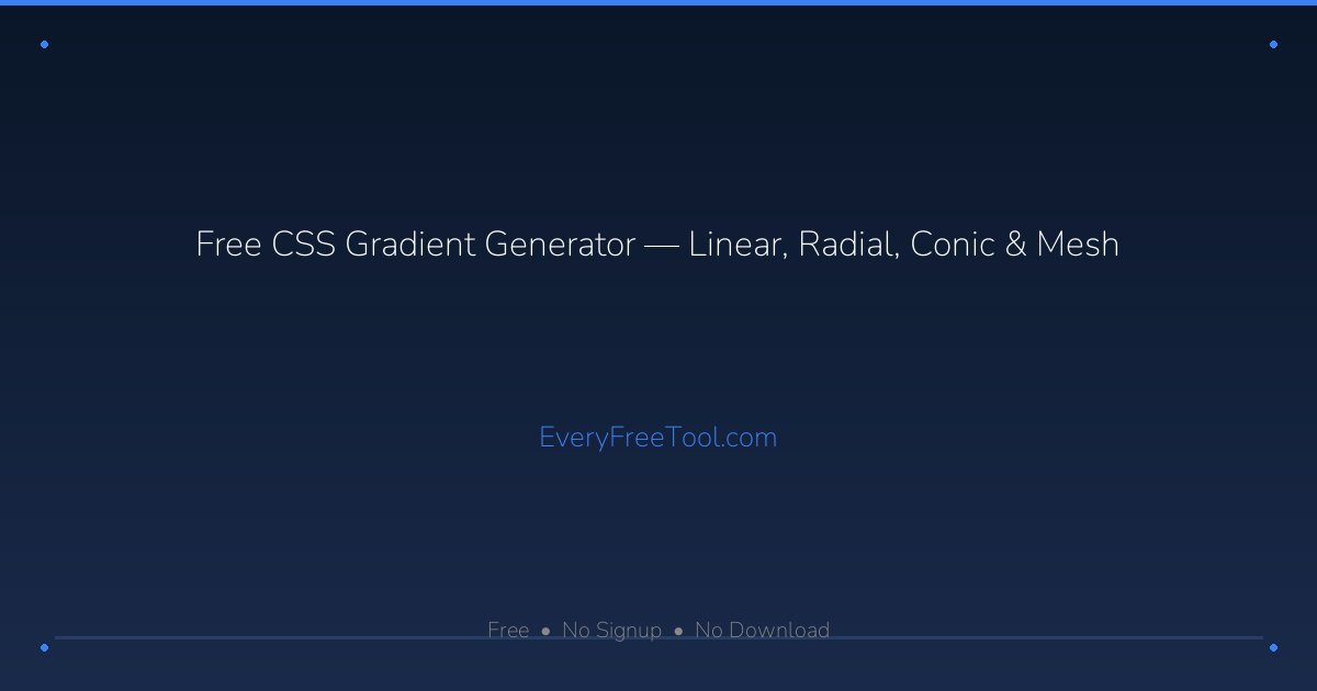 Free CSS Gradient Generator — Linear, Radial, Conic & Mesh | EveryFreeTool