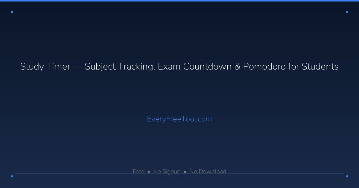 Study Timer β Subject Tracking, Exam Countdown & Pomodoro for Students ...