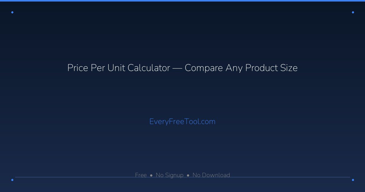 Price Per Unit Calculator — Compare Any Product Size | EveryFreeTool