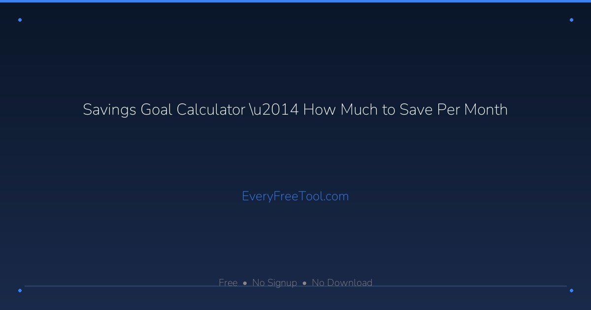 Savings Goal Calculator — How Much to Save Per Month | EveryFreeTool